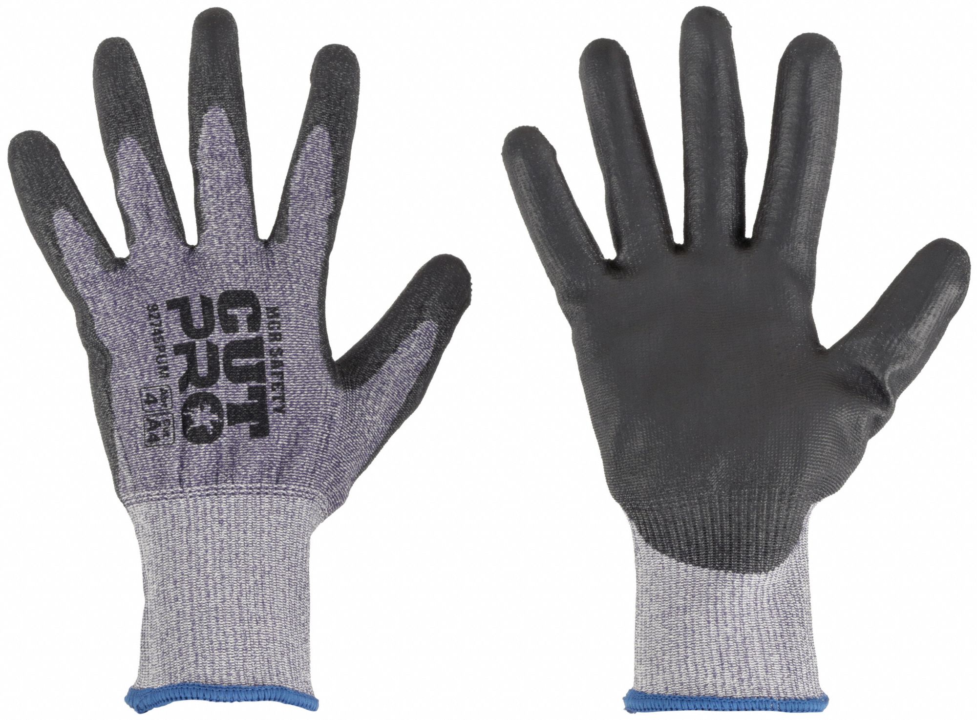 CUT RESISTANT GLOVES, ANSI A6, 13 GA/SEAMLESS KNIT, SIZE L/9, BLUE, POLYURETHANE/HPPE, PAIR