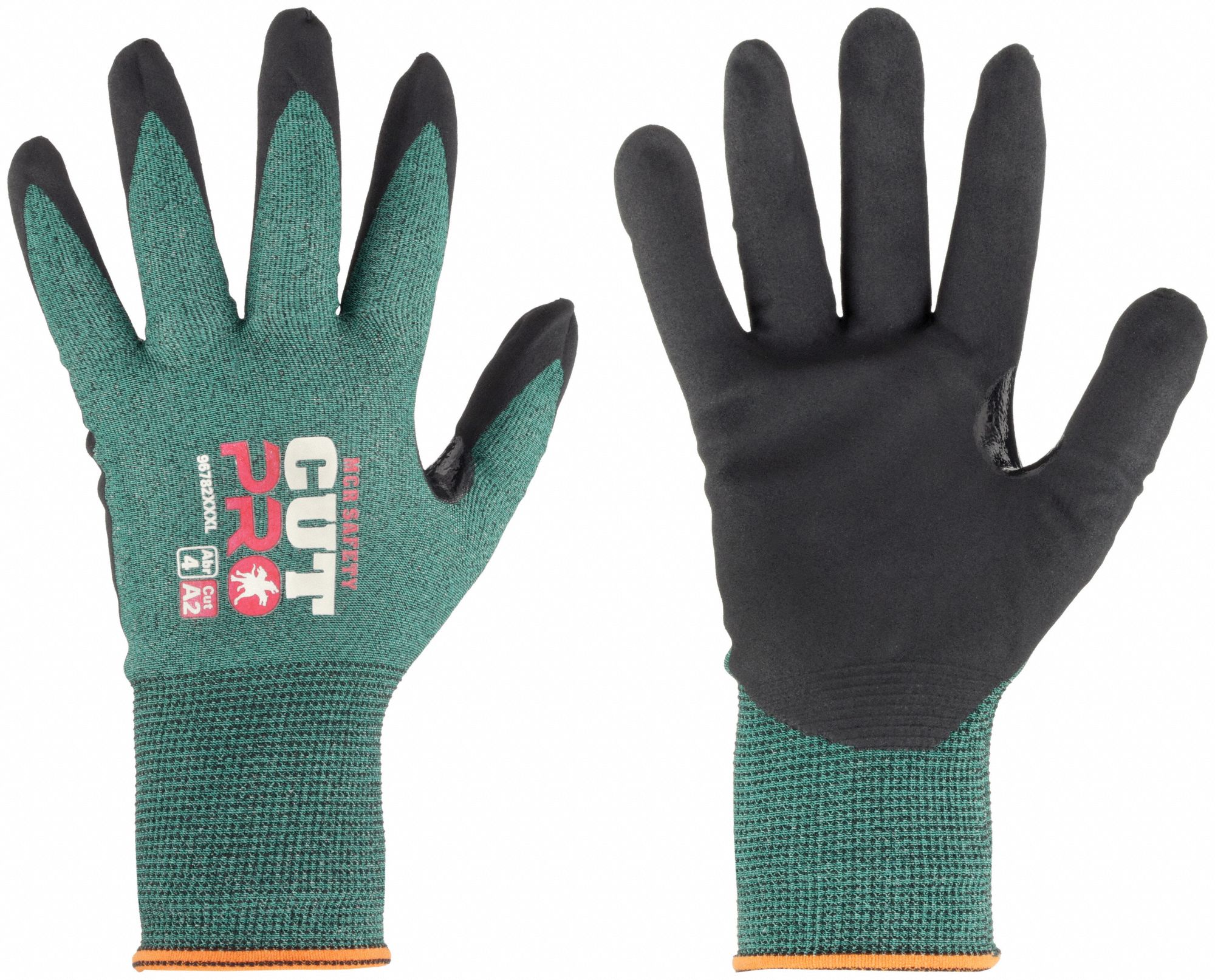 CUT RESISTANT GLOVES, ANSI 4/A4, 15 GA/SEAMLESS KNIT, SIZE XXXL/12, GREEN, POLYURETHANE/HPPE, PAIR
