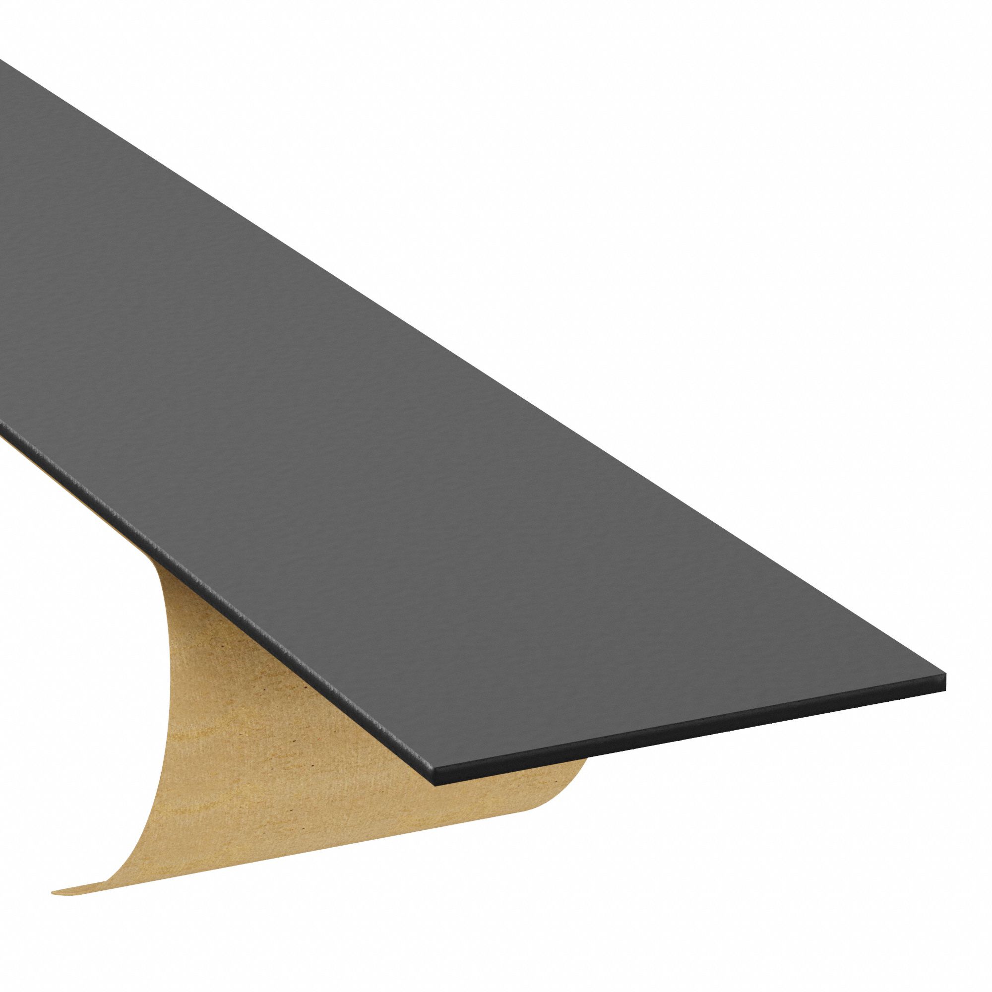 Foam Strip: Flame-Resistant, 1/16 in Thick, 4 in x 120 in, Black, Closed Cell, 1-Sided Adhesive