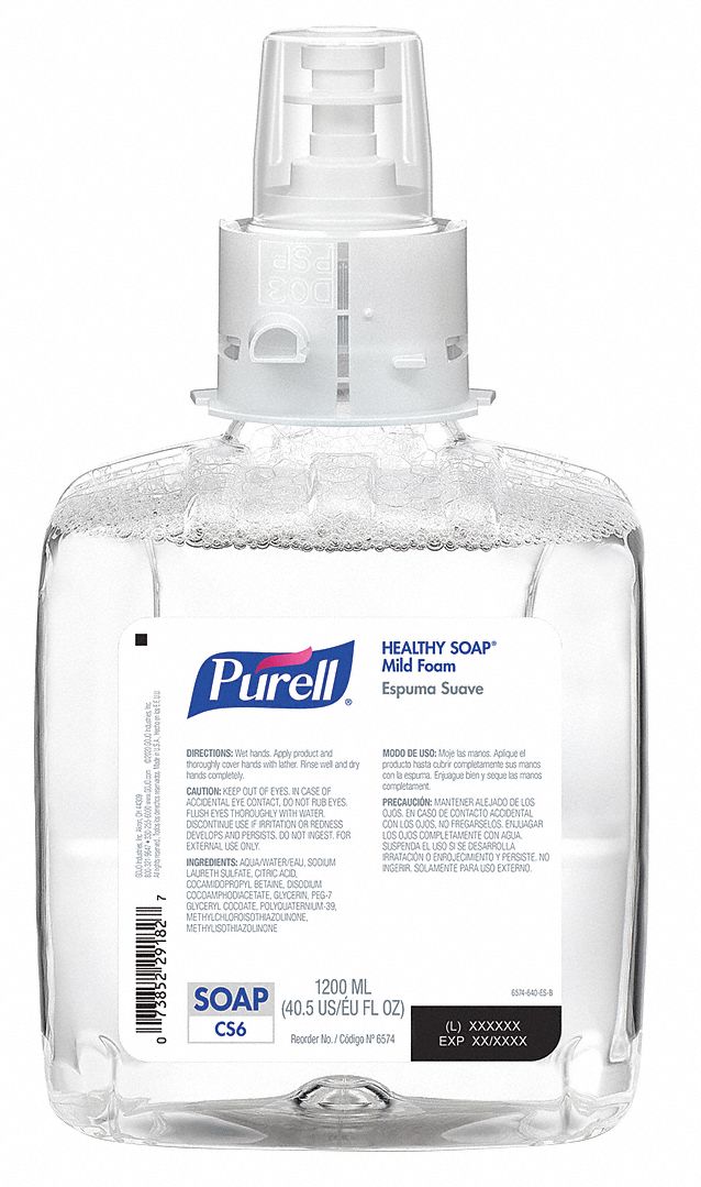PURELL Unscented, Foam, Hand Soap, 1,200 mL, Box, CS6, PK 2 60JH54