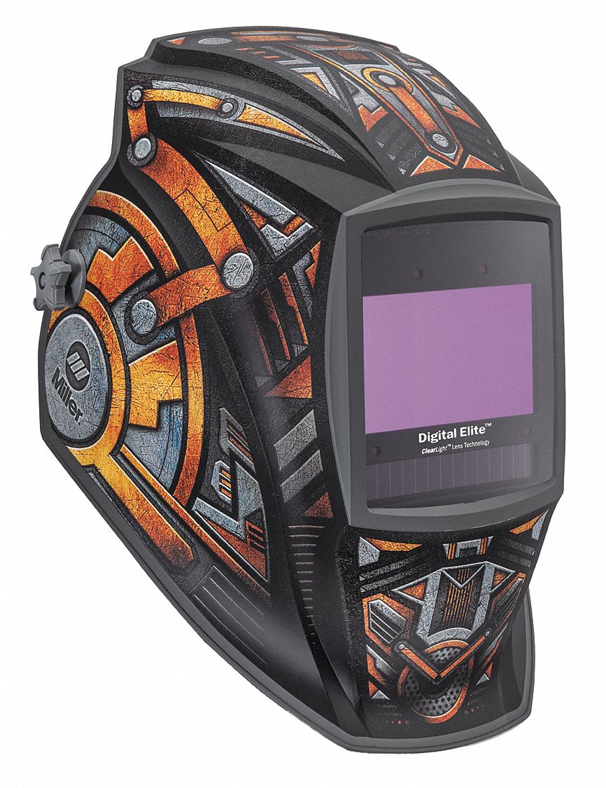 Welding Helmet: Auto-Darkening, 4 Arc Sensors, Black/Copper/Silver, Gear Box, W5 to W13