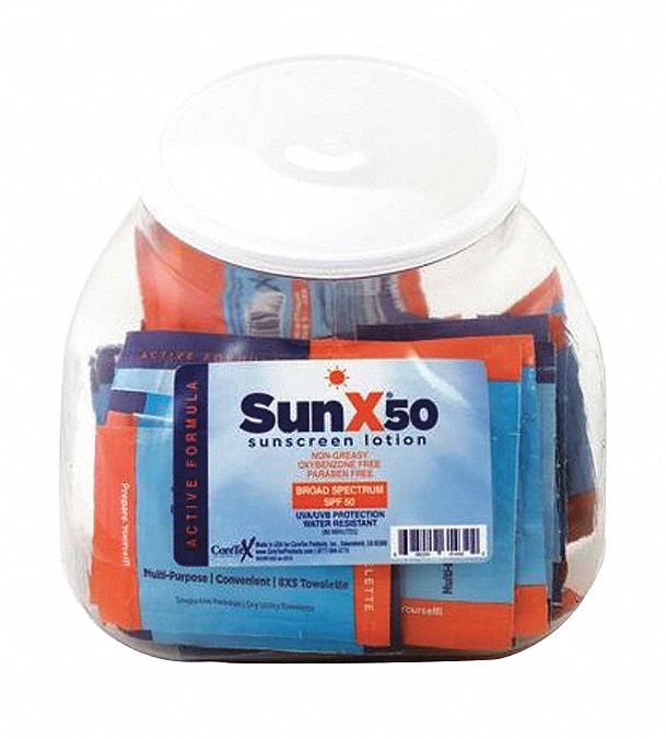 Sunscreen: 50 SPF, Lotion, 0.25 oz, 50 PK