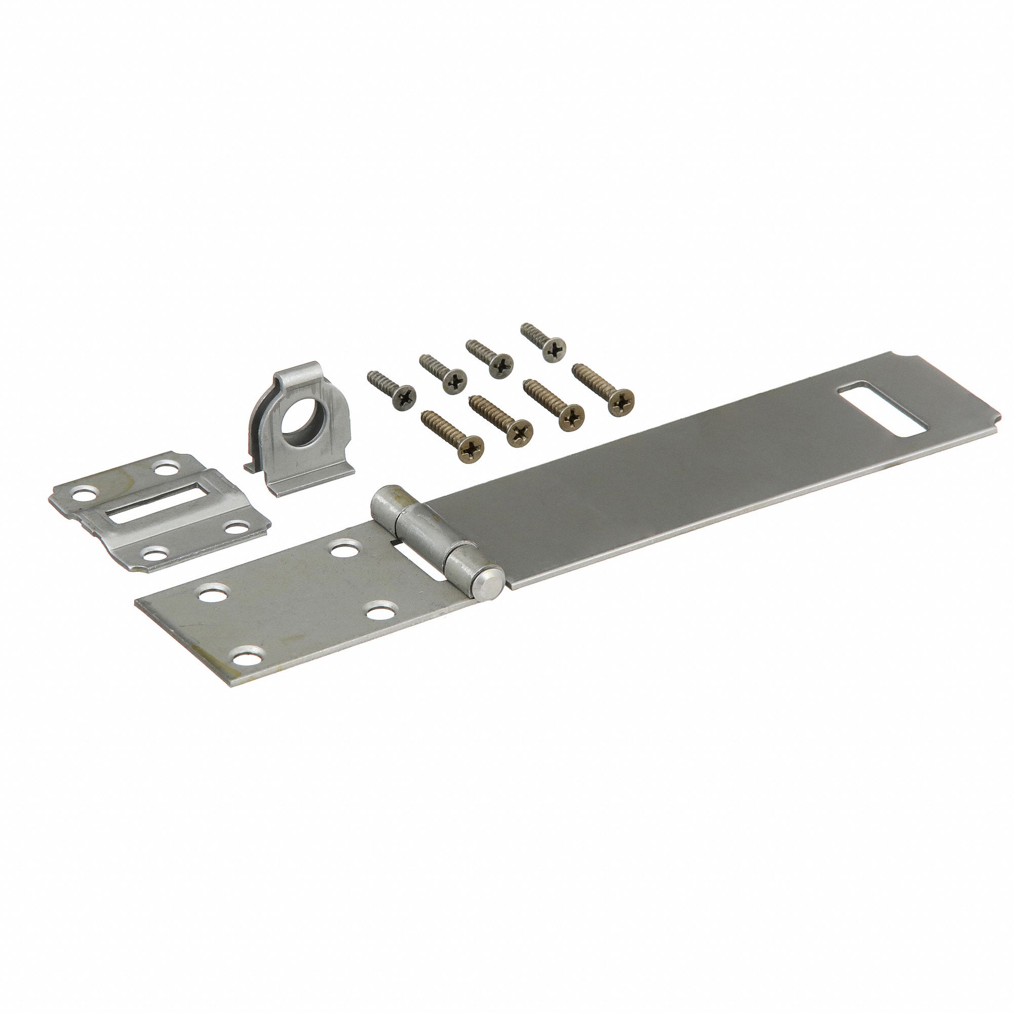 Hasp: Steel, 1 1/8 in Ht, 6 in Lg, 1 3/4 in Wd