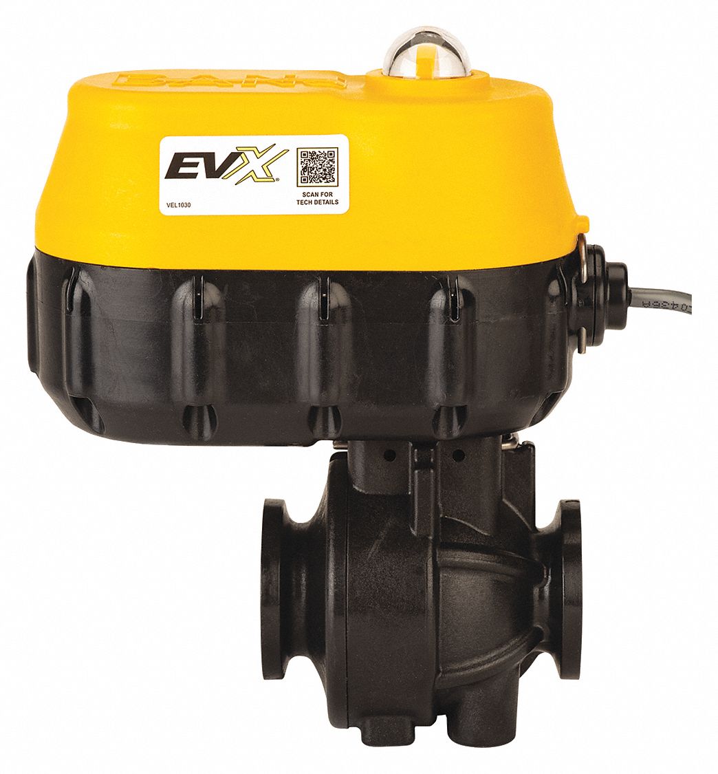 BANJO Polypropylene Electronic Actuated Ball Valve, 1 in Pipe Size, 12V