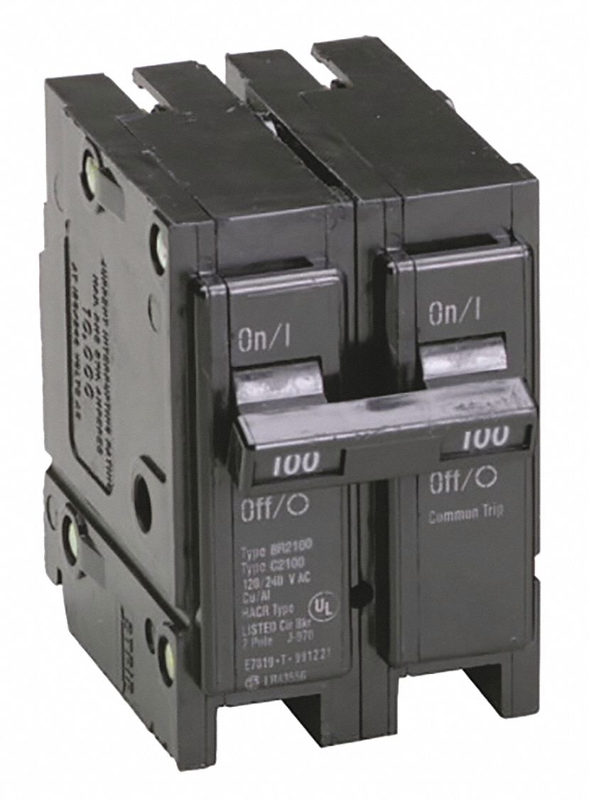 Circuit Breaker: 100 A, 120/240V AC, Single Phase, 10kA at 120/240V AC, Type BR Loadcenters