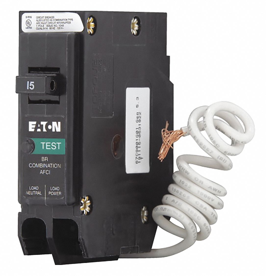 Circuit Breaker: 15 A, 120V AC, Single Phase, 10kA at 120V AC, Type BR Loadcenters, 1 Poles