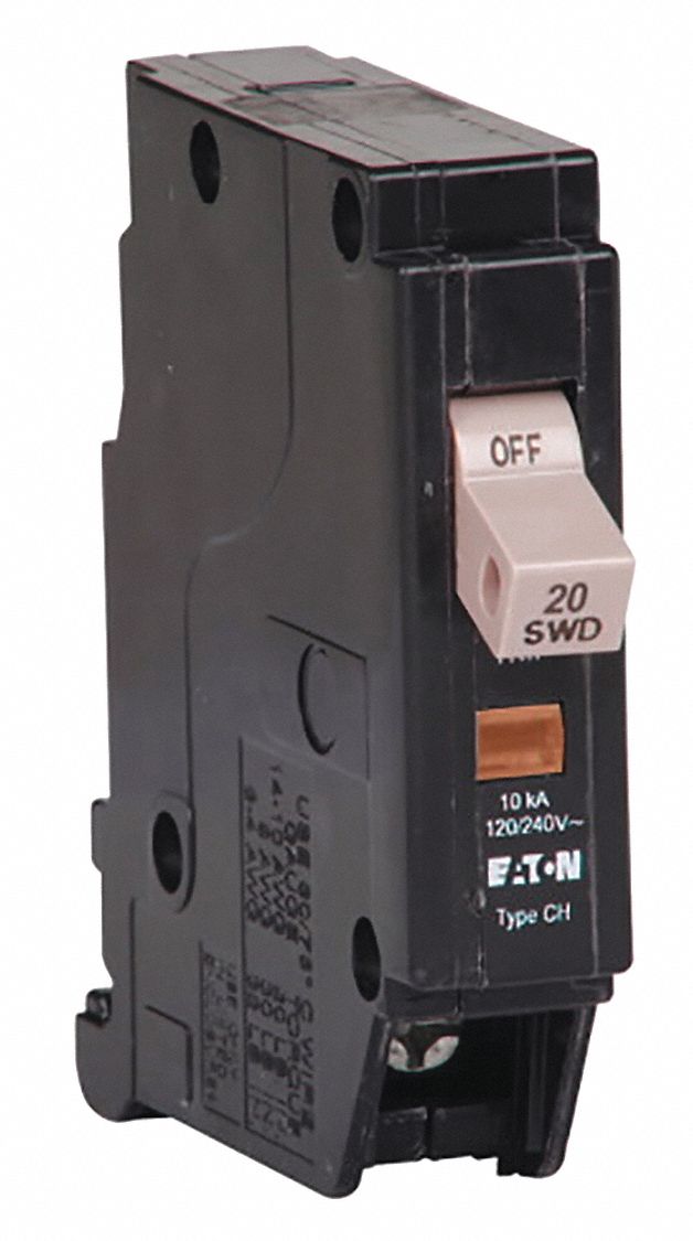 Circuit Breaker: 20 A, 120/240V AC, Single Phase, 10kA at 120/240V AC, Type CH Loadcenters