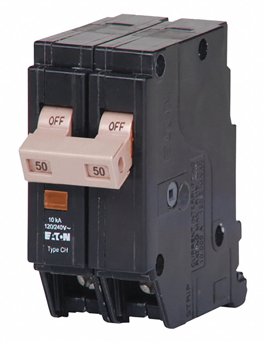 Circuit Breaker: 50 A, 120/240V AC, Single Phase, 10kA at 120/240V AC, Type CH Loadcenters