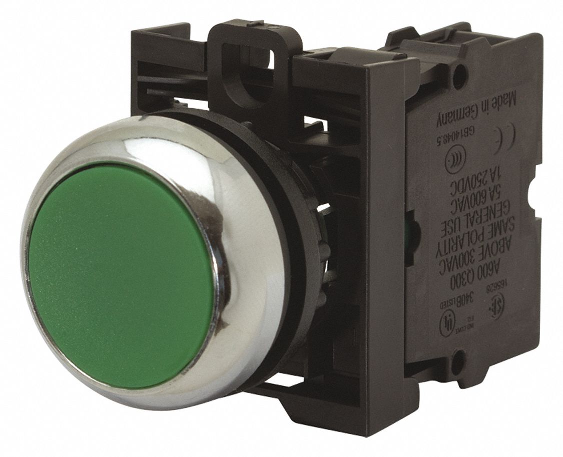 Illuminated Push Button: Illuminated, Flush Profile, Non-Metallic, 22 mm, 1NO