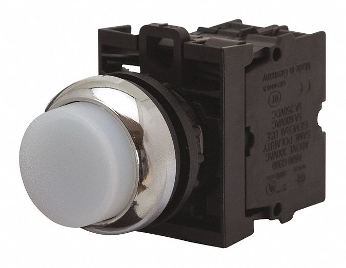 Extended Push Button: White, 22 mm Mounting Size, Non-Metallic, Maintained