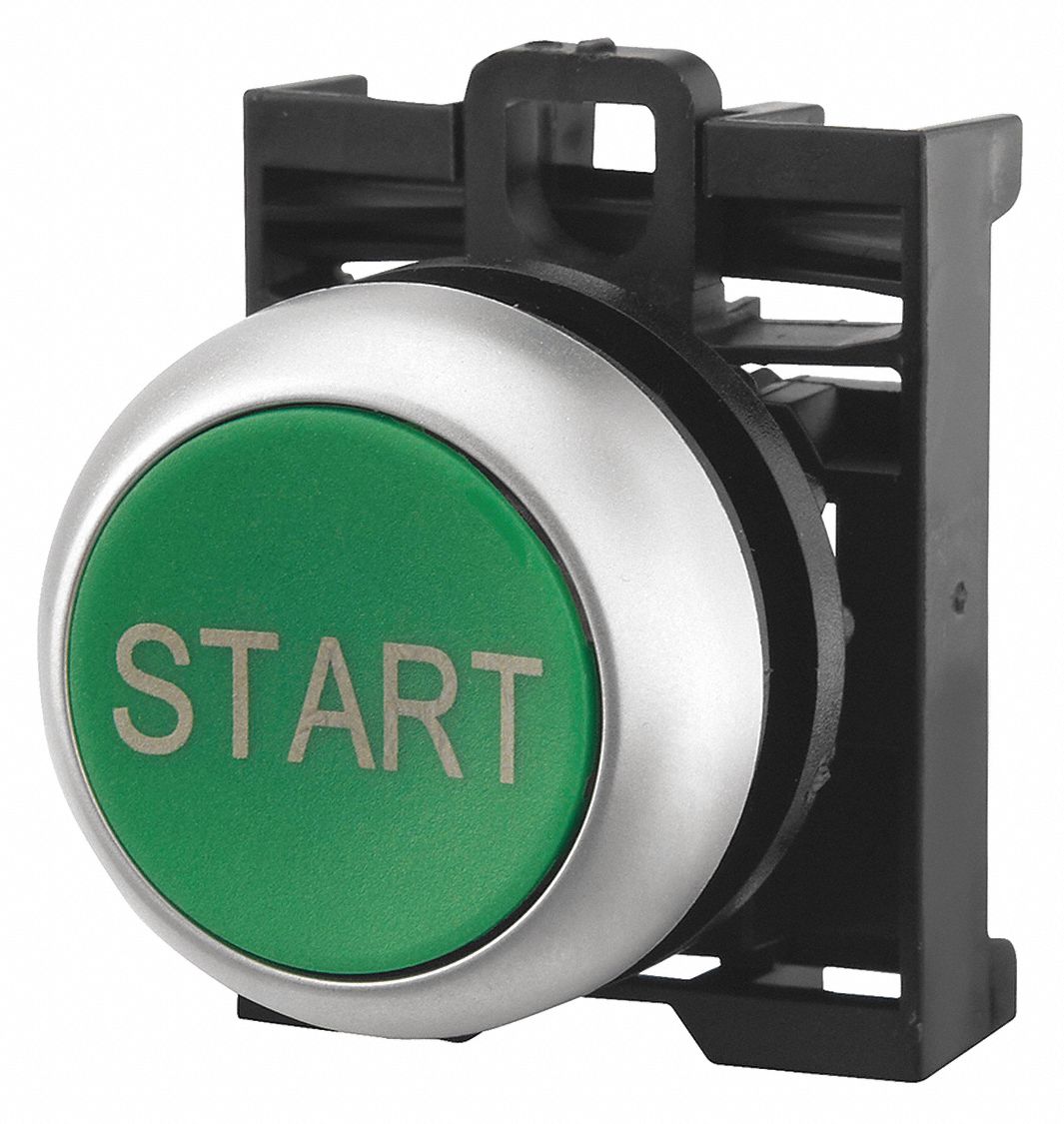 Flush Push Button, Green, Non-Illum, 22mm