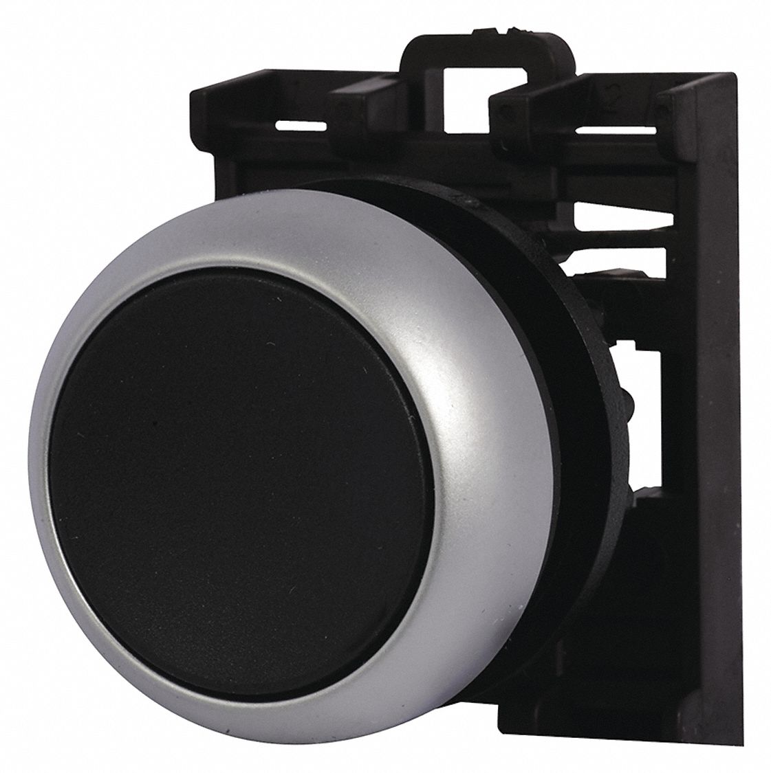 Flush Push Button, Black, Non-Illum, 22mm