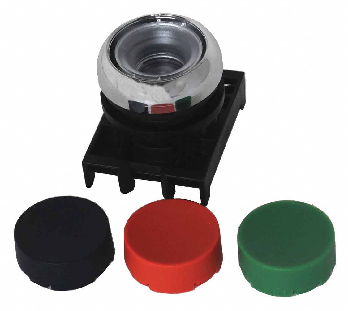 Flush Push Button, Black, Green, Red, 22mm