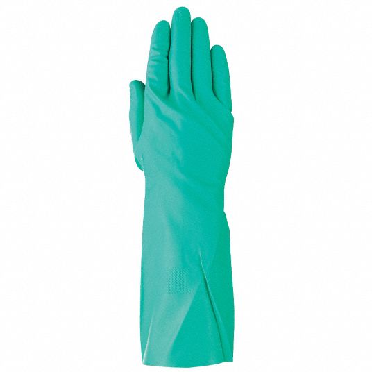 Chemical Resistant Gloves: 11 mil Glove Thick, 12 in Glove Lg, 11 Glove  Size, Green, 1 PR