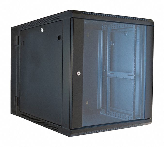 Hinged Wall Equipment Rack Enclosure: 25 1/4 in Overall Ht, ERWEN-12E750, Steel