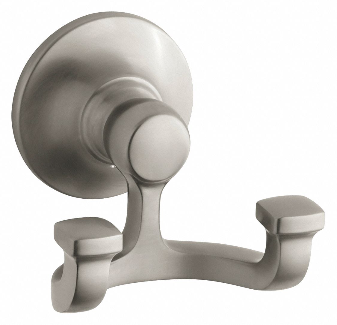 KOHLER, 2 Hooks, Brushed Nickel, Robe Hook 60KA5711414BN Grainger