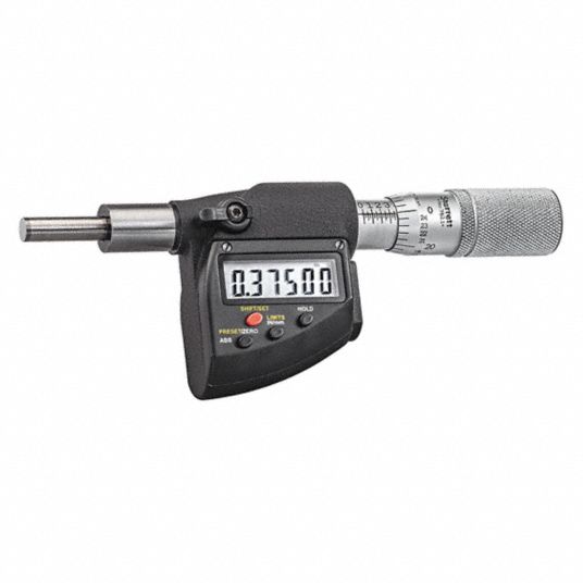 STARRETT Digital Micrometer Depth Gage, Range 0 in to 2 in, 0 mm to 50 ...