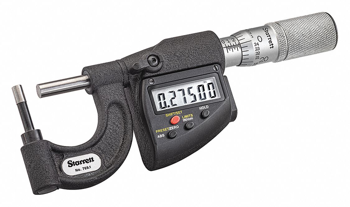 STARRETT, Digital Tube Outside Micrometer 60KC61769.1AXFL Grainger