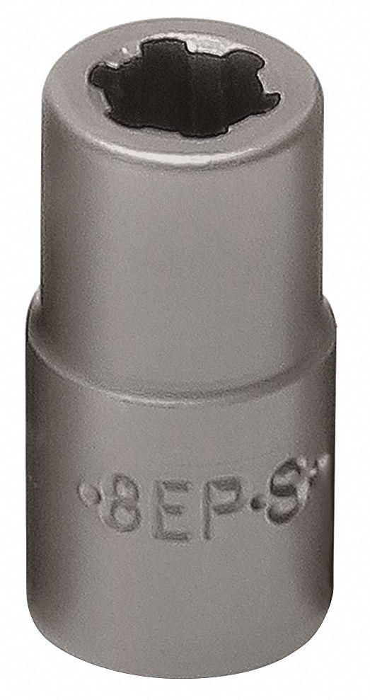 Nonsparking Socket: 1/4 in Drive Size, E8 Socket Size, 6-Point, Std