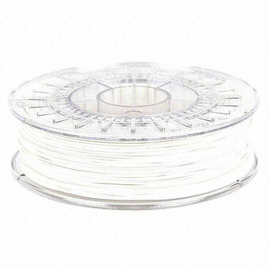3D Printing Filament: White, 3 mm Dia, 383°F (195°C) Min. Extrude Temp, 0.75 kg Wt
