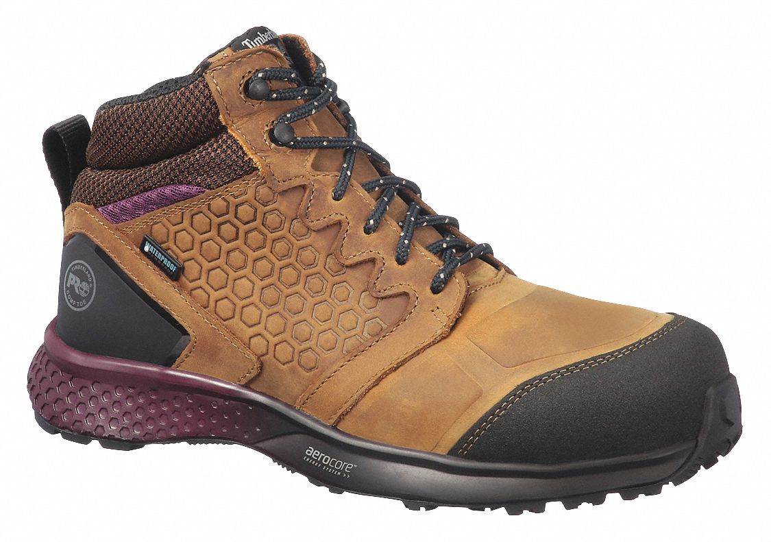 Athletic Shoe: Women's, Size 9 1/2, M, Brown, Composite Toe Cap, Removable Insole