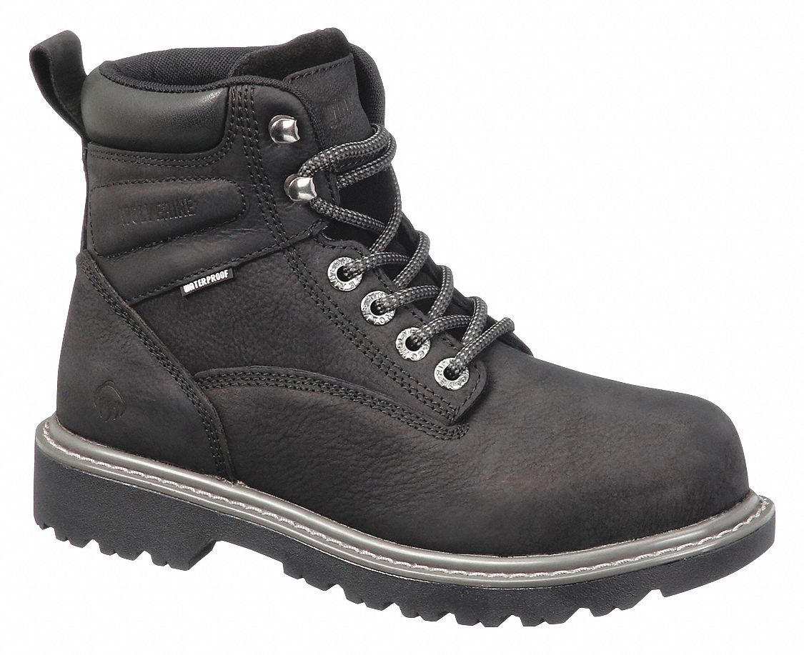 6-Inch Work Boot: Women's, Size 8, M, Black, Steel Toe Cap, Removable Insole