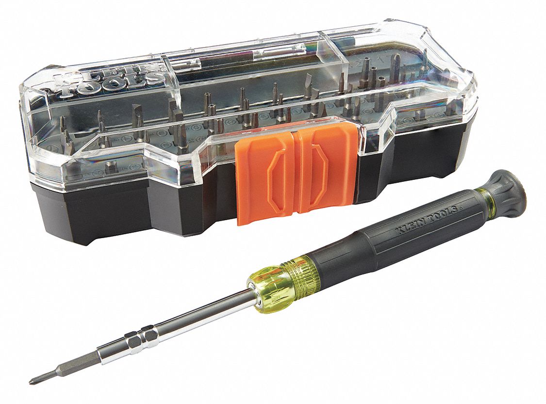 MULTI-BIT SCREWDRIVER, 38 TIPS, 6 1/4 IN OVERALL L, MAGNETIC, ERGONOMIC GRIP, 32717