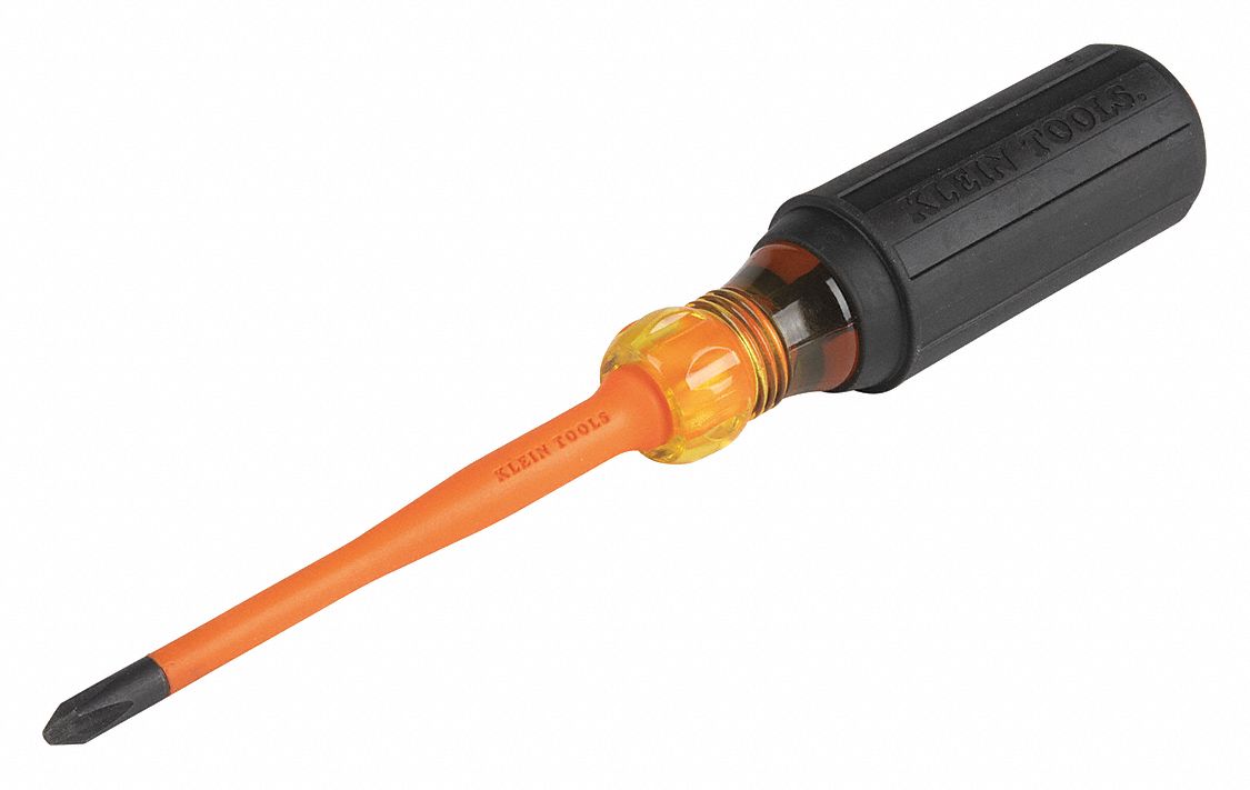 SLIM-TIP 1000V INSULATED SCREWDRIVER, #2 TIP SIZE, 8 1/4 IN OVERALL L, 4 IN SHANK L