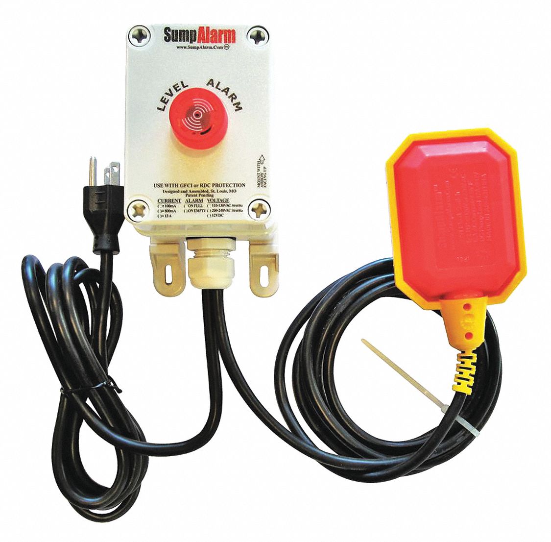 SUMP ALARM High Water Alarm, 120V AC, Includes 10 ft Sensor Cord