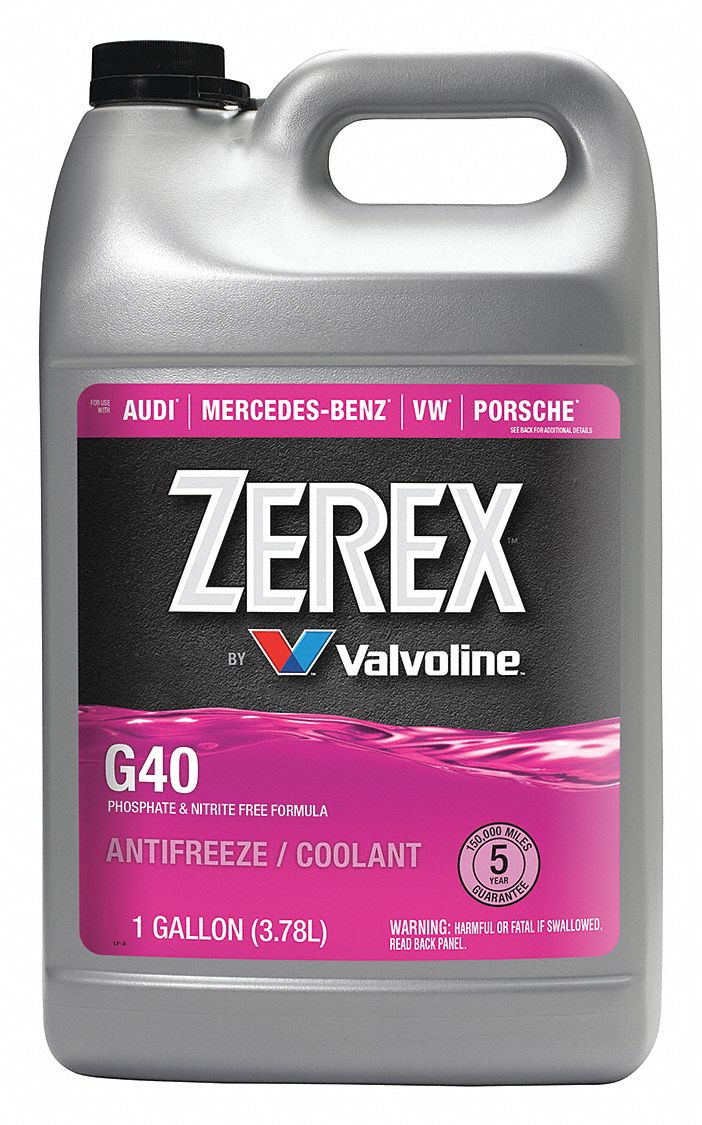 ZEREX G40 Antifreeze, 1 gal, Bottle, Dilution Ratio 50/50, 34 °F