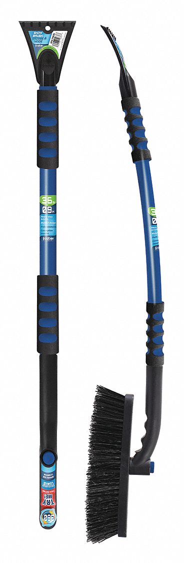 Snow Brush: Foam Comfort Grip Handle, Swiveling Head, 1 1/4 in Brush Head Wd, 36 in Handle Lg