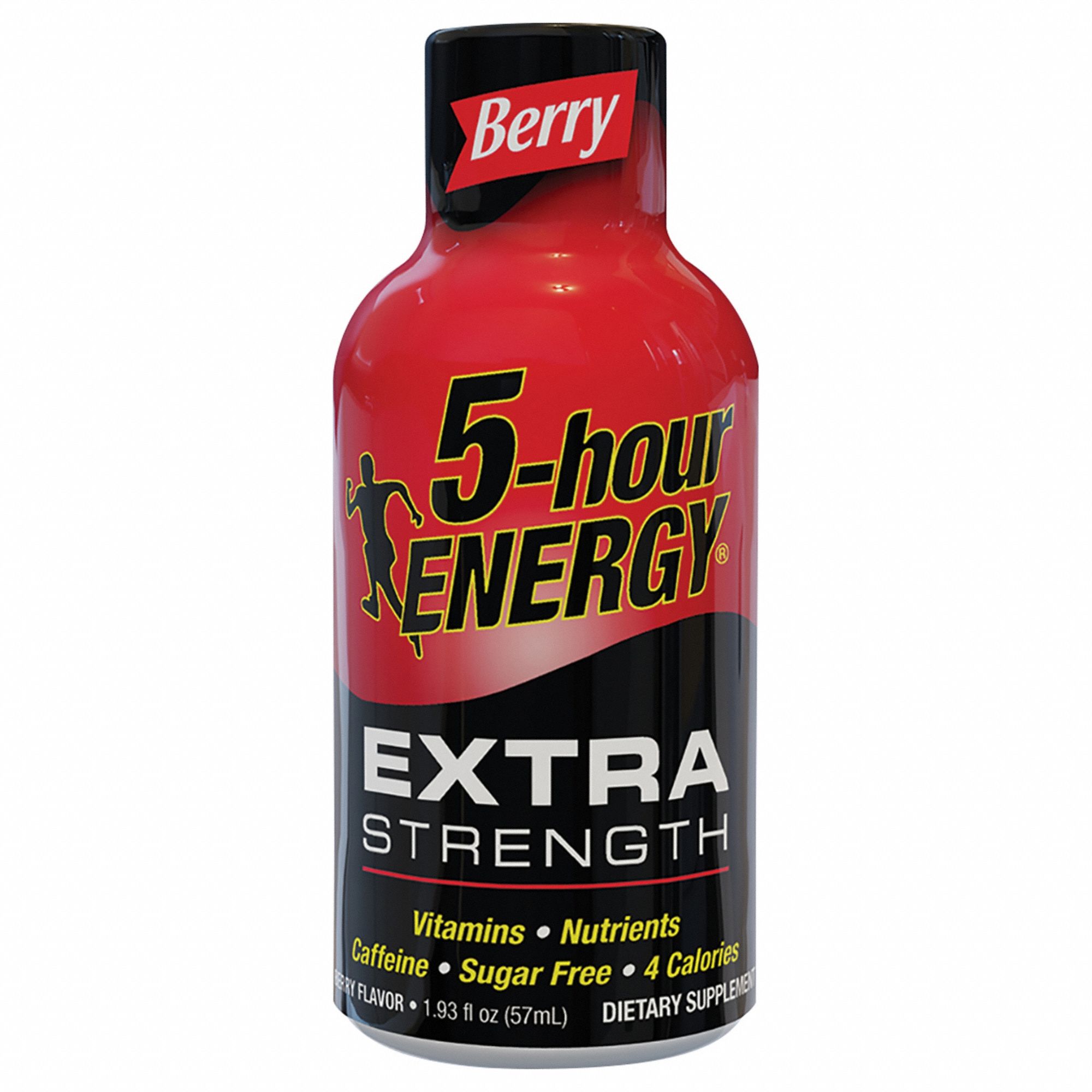 Extra Strength Energy Shot: Caffeinated, Berry, Bottle, 1.93 oz Pack Wt, Liquid, 4 PK