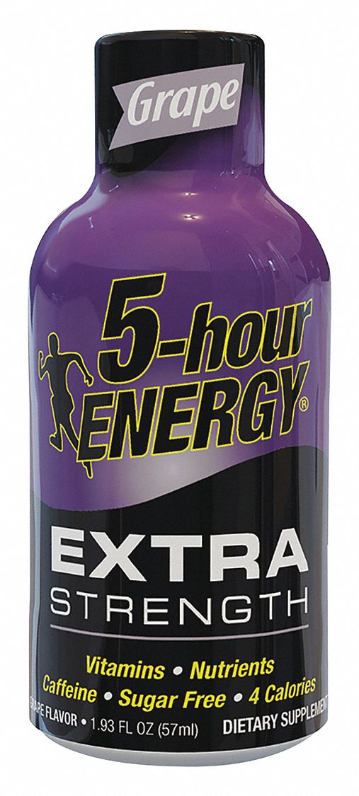 Energy Shot: Caffeinated, Grape, Bottle, 1.93 oz Pack Wt, 1.93 oz Net Wt, 4 PK