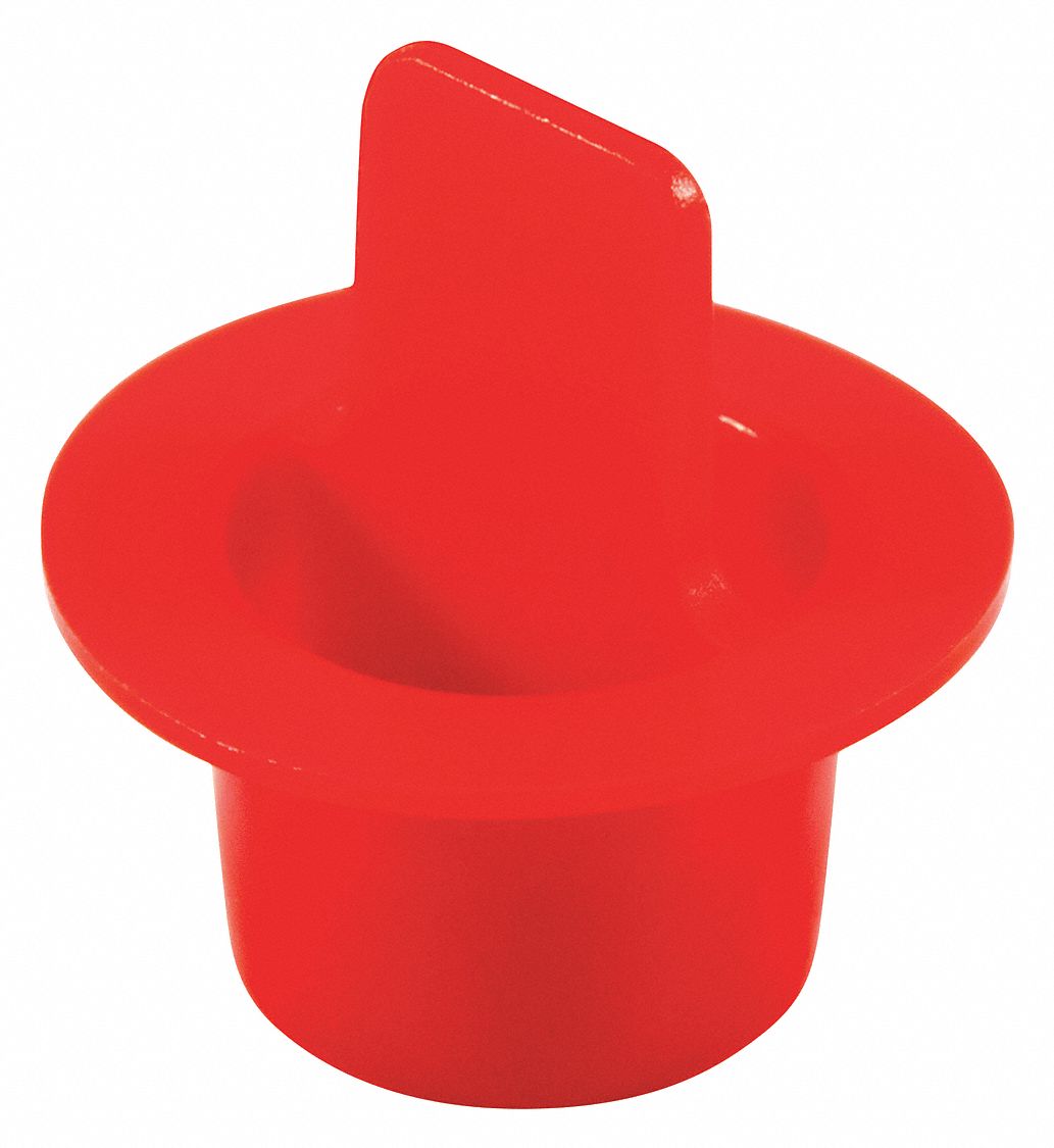 Center Pull-Tab Tapered Plug: LDPE, For 0.472 in to 0.548 in Hole, Red, 0.47 in Plug Lg, 1, 000 PK