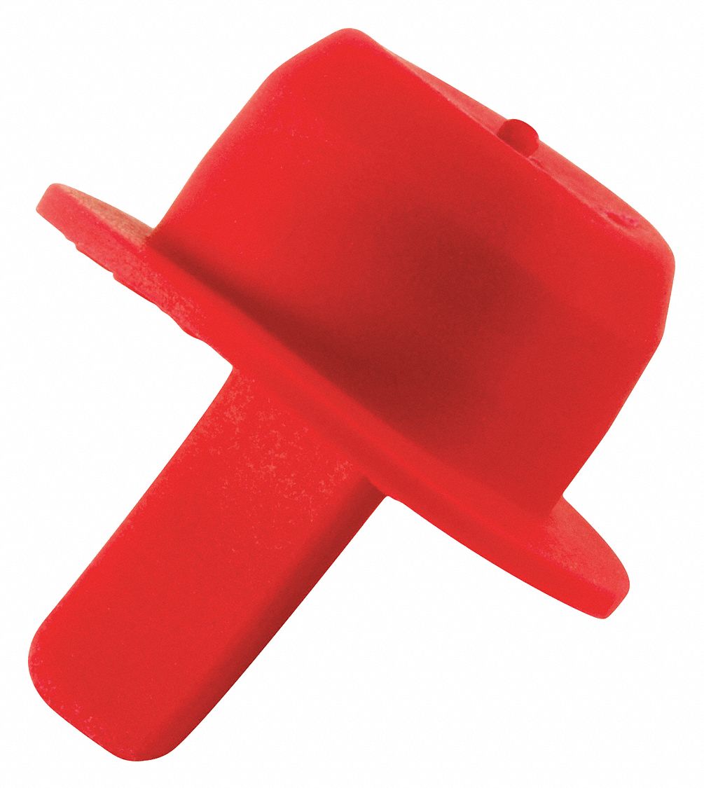 Ergo Center Pull: Thermoplastic Rubber, For 0.441 in to 0.45 in Hole, Red, 0.27 in Plug Lg, 1, 000 PK