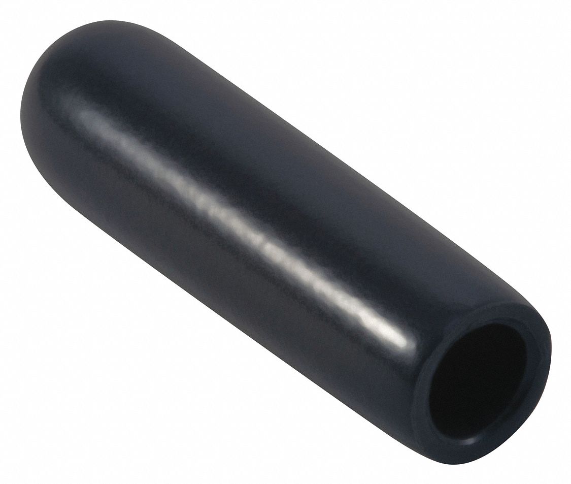 Straight Sided Cap: Vinyl, Black, 0.234 in Inside Dia, 1 in Inside Lg, 0.32 in Outside Dia, 1, 000 PK