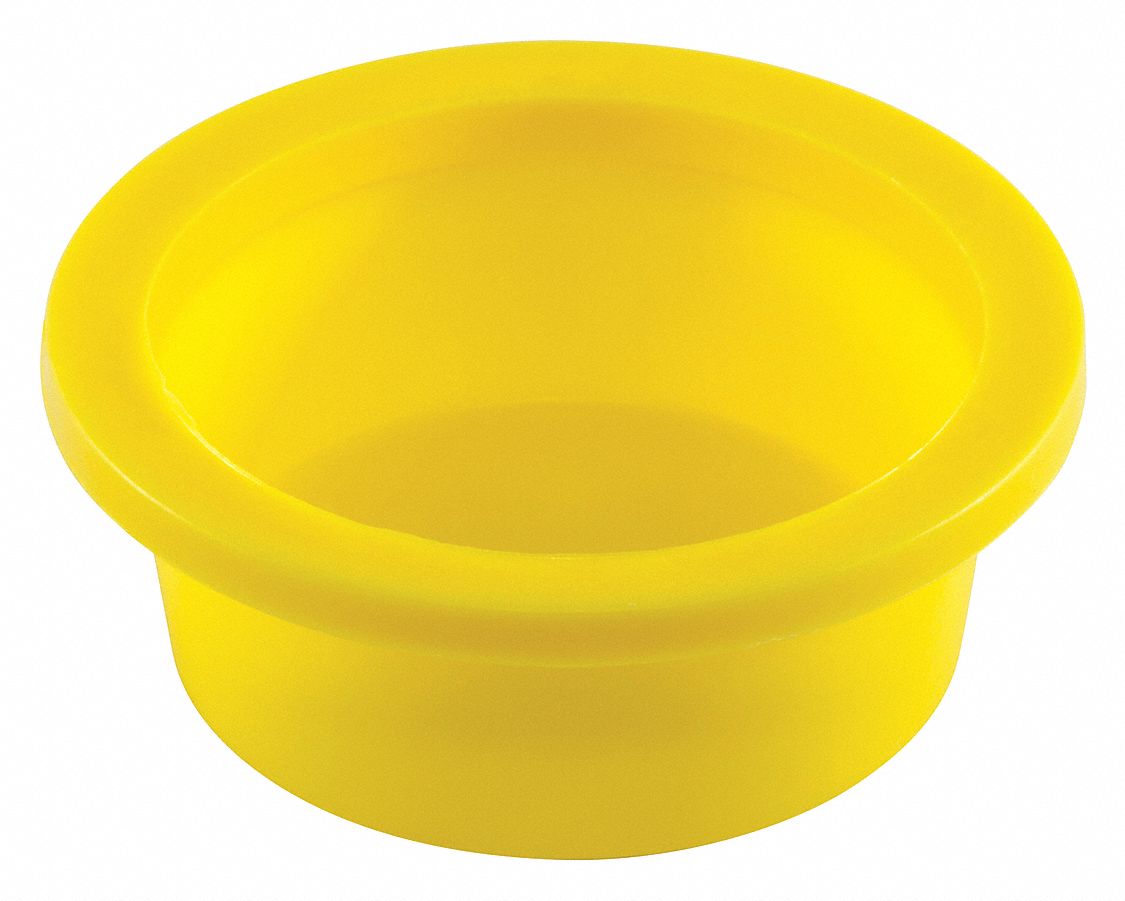 Tapered Flange Cap/Plug: LDPE, Yellow, 0.174 in Small Inside Dia, 0.31 in Inside Lg, 5, 000
