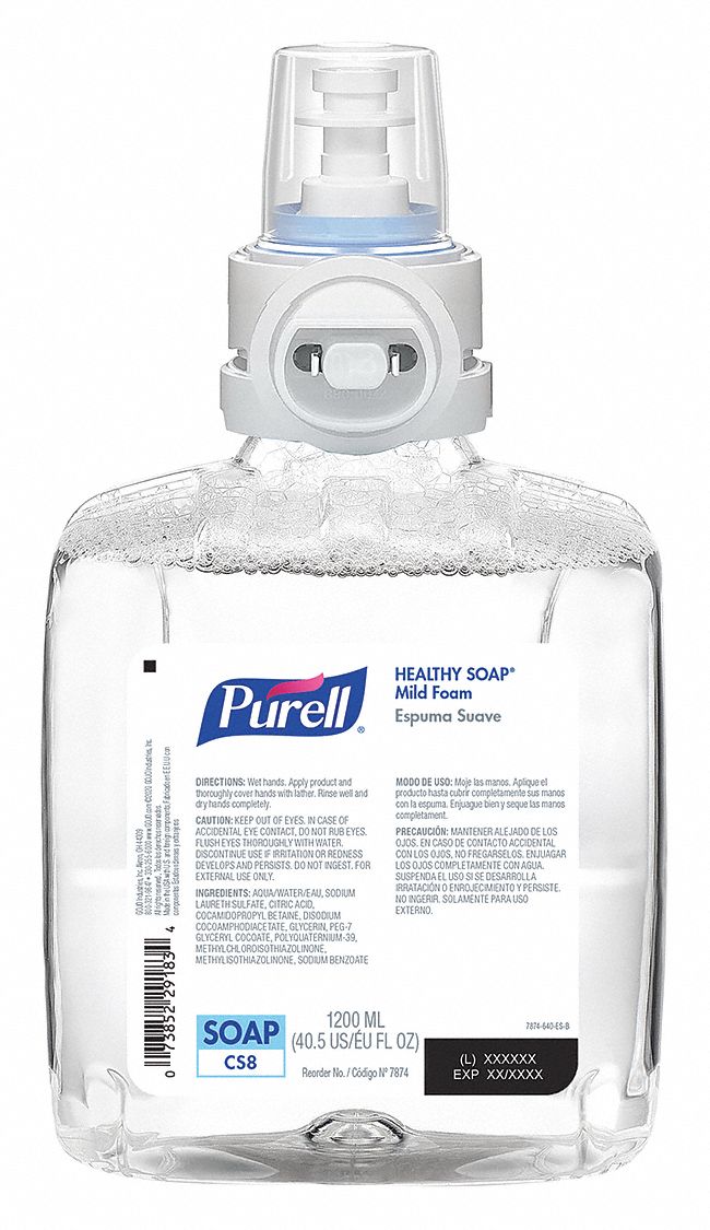 PURELL Unscented, Foam, Hand Soap, 40 oz, Cartridge, CS8, PK 2 60LY50