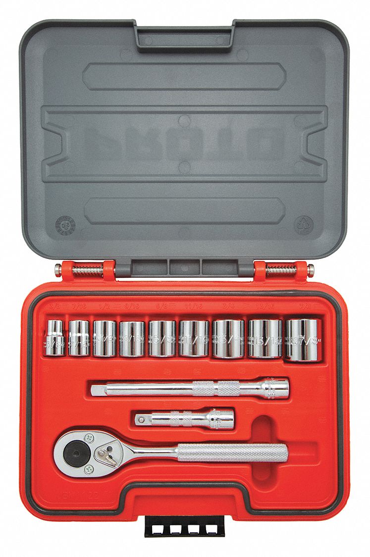 SOCKET SET,3/8IN DRIVE,12 PCS.,6 POINT