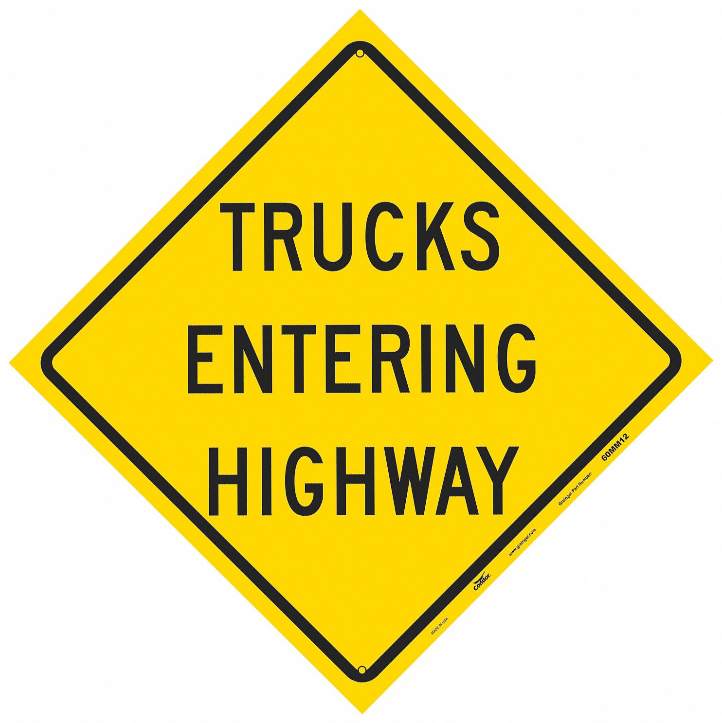 Reflective Aluminum Traffic Sign: 24 in x 24 in Nominal Sign Size, Aluminum, 0.080 in, W42-7 MUTCD