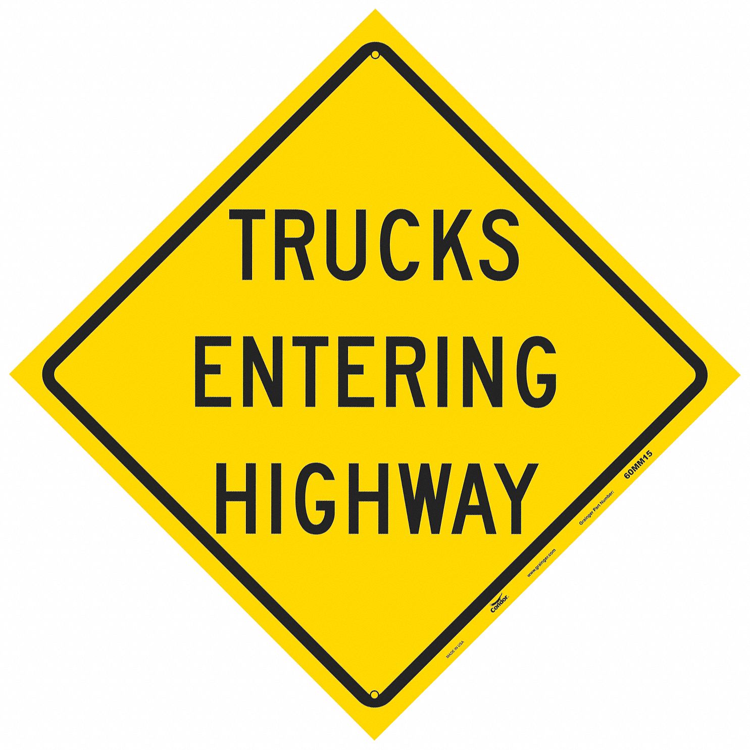 Reflective Aluminum Traffic Sign: 24 in x 24 in Nominal Sign Size, Aluminum, 0.080 in, W42-7 MUTCD