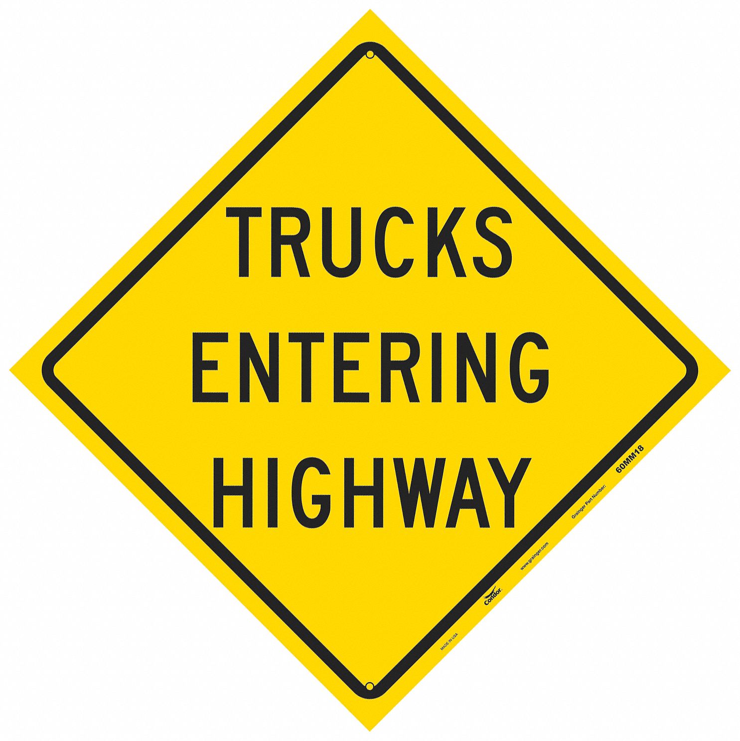 Reflective Aluminum Traffic Sign: 24 in x 24 in Nominal Sign Size, Aluminum, 0.080 in, W42-7 MUTCD