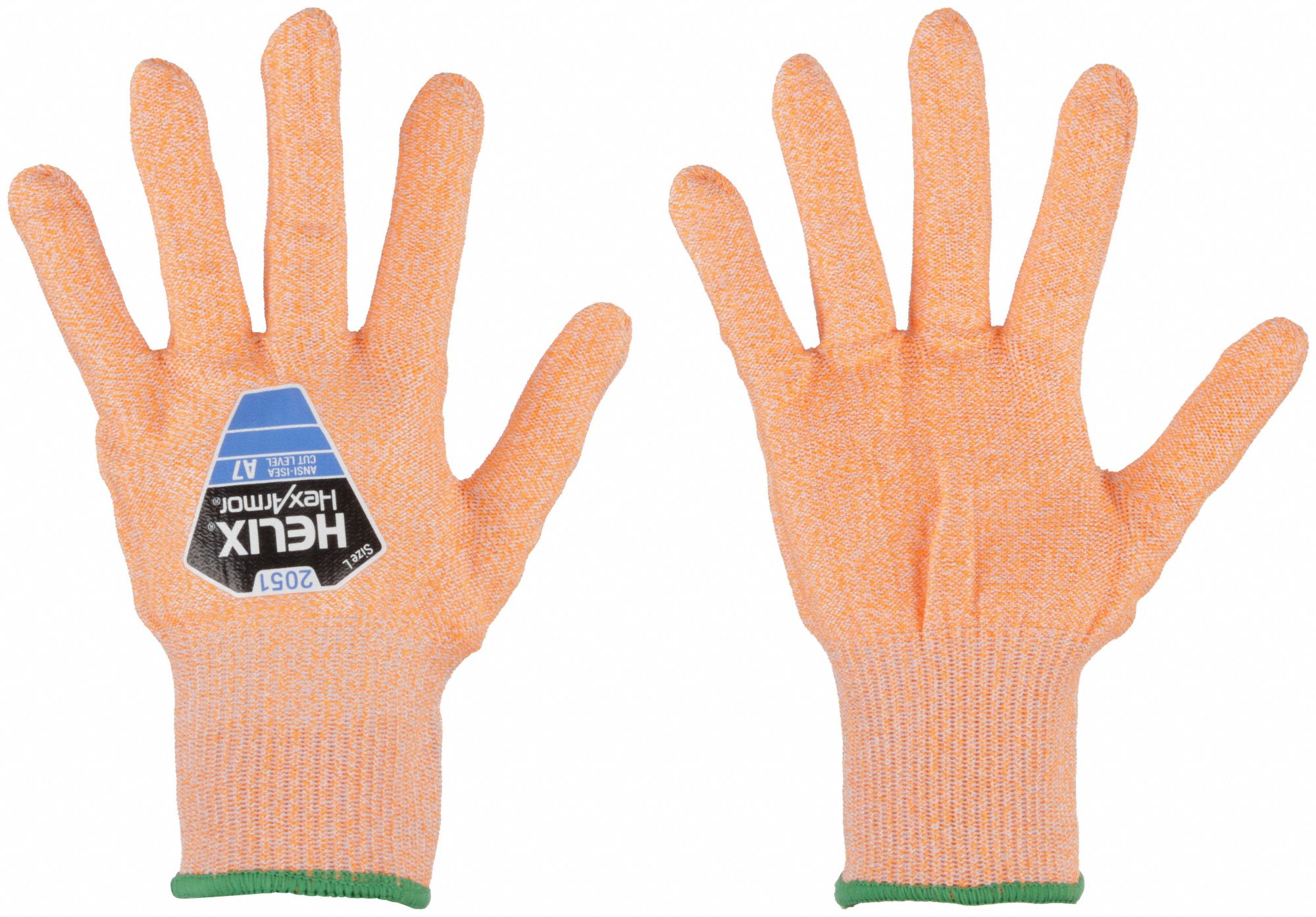 HELIX KNIT GLOVES, XL (10), ANSI CUT LEVEL A7, UNCOATED, HPPE, 13 GA, ORANGE