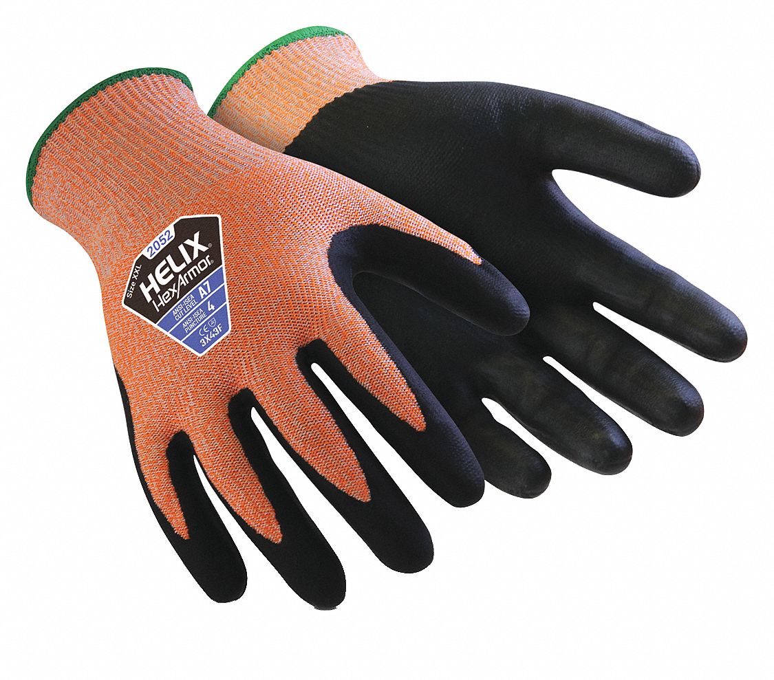 KNIT GLOVES, 2XS (5), ANSI CUT LEVEL A7, DIPPED PALM, FOAM NITRILE, HPPE, 13 GA