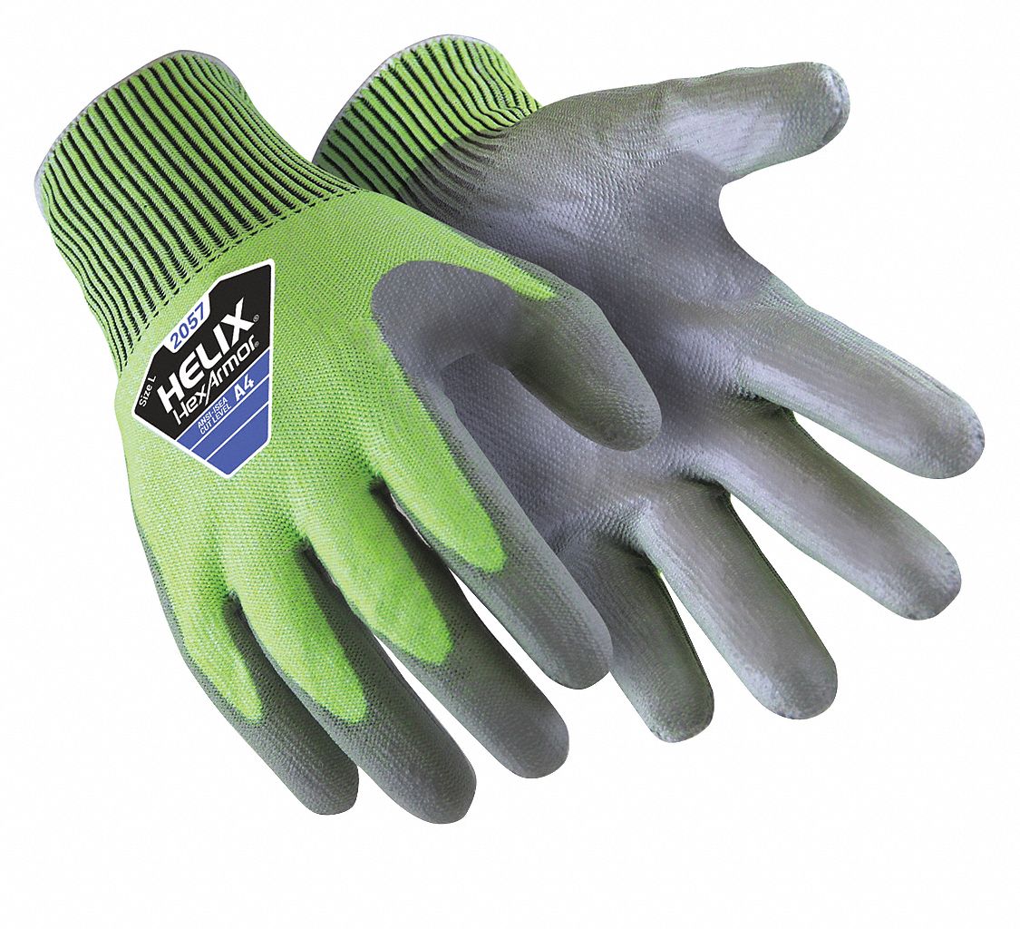 HELIX KNIT GLOVES, XS (6), ANSI CUT LEVEL A4, DIPPED PALM, PUR, HPPE, 13 GA