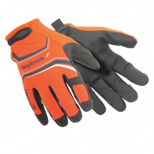 Hexarmor Safety Gloves, Xxl, Slip On Cuff, White/orange/grey [PK/1.0] Model: 4073-XXL