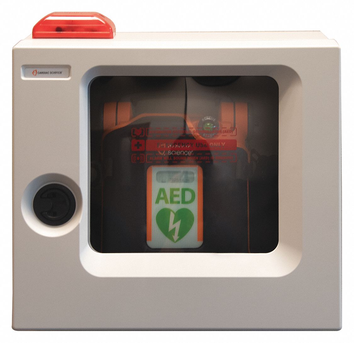 AED Storage Accessory: AED Storage Accessory, White, Stainless Steel w/ Plastic Front