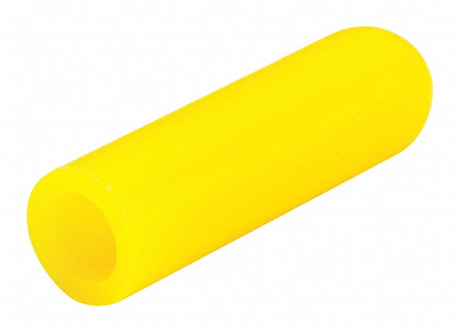 Straight Sided Cap: Silicone, Yellow, 0.218 in Inside Dia, 1 in Inside Lg, Round, 500 PK