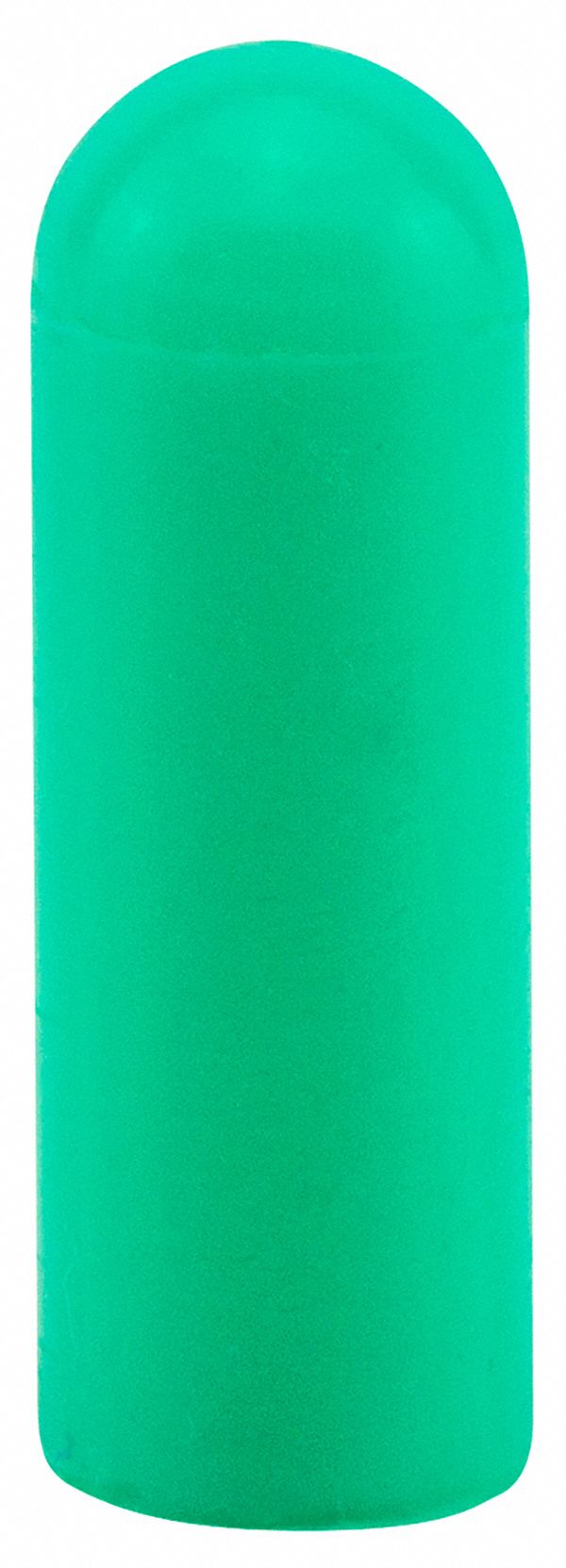 Straight Sided Cap: Silicone, Green, 0.295 in Inside Dia, 1 in Inside Lg, Round, 500 PK