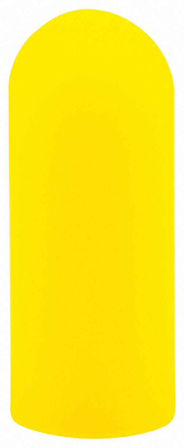 Straight Sided Cap: Silicone, Yellow, 0.375 in Inside Dia, 1 in Inside Lg, Round, 500 PK